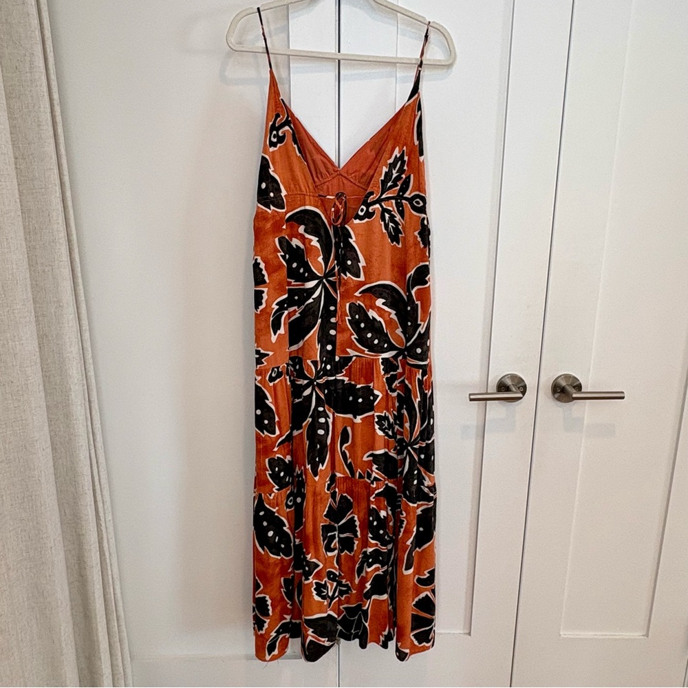 H&M Orange & Black Spaghetti Strap Long Dress - M - Picture 3 of 16